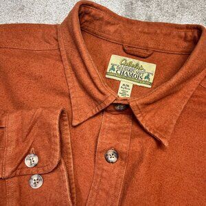 Cabelas Mens  XL Rust Deerskin Soft Chamois Shirt Button & Chest Pockets Outdoor